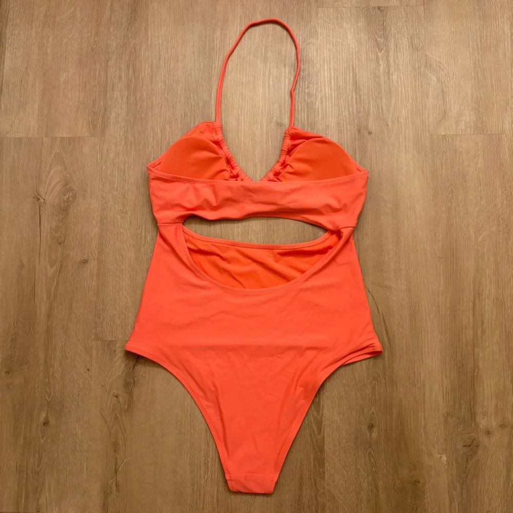 NWT Aerie Dark Coral One-Piece Ruched Cheeky Swimsuit Womens Medium